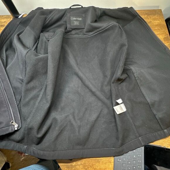Calvin Klein Jacket Mens Soft Shell Black Water Resistant Breathable Full Zip - Picture 12 of 12